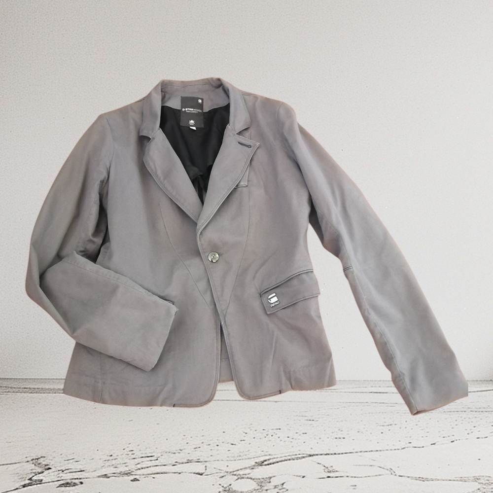 G-Star Gray Single-Button Notch Lapel Blazer